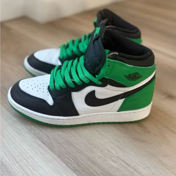 Nike Air Jordan 1 High Green Black White Sneakers - Picture 1 of 7